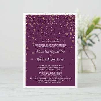 Elegant Gold Confetti Formal Wedding Invitation by TheWeddingShoppe at Zazzle