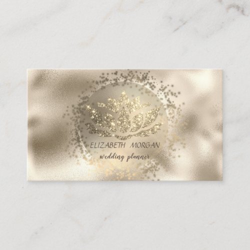 Elegant Gold Confetti Glitter Lotus Metallic Business Card