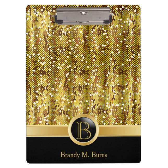 Elegant Gold Confetti Glitter Print Clipboard (Front)