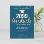 Elegant Gold Confetti Graduate Class of 2022 Invitation (Standing Front)