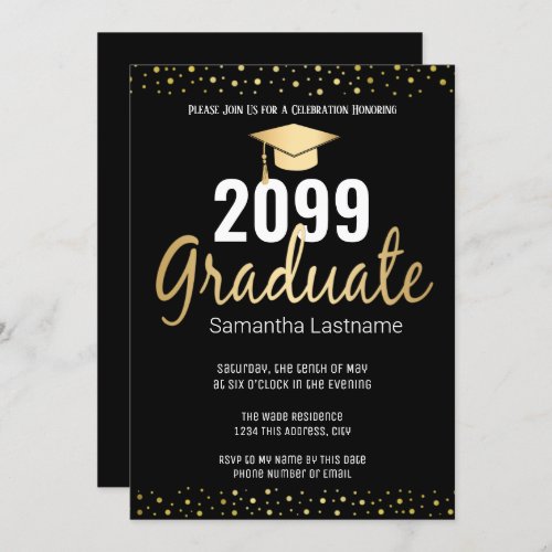 Elegant Gold Confetti Graduate Class of 2022 Invitation