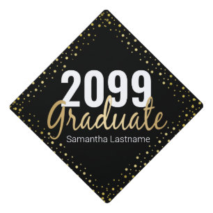 Elegant Gold Confetti Graduate Tassel Topper