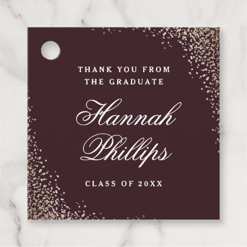 Elegant Gold Confetti Graduation Favor Tags