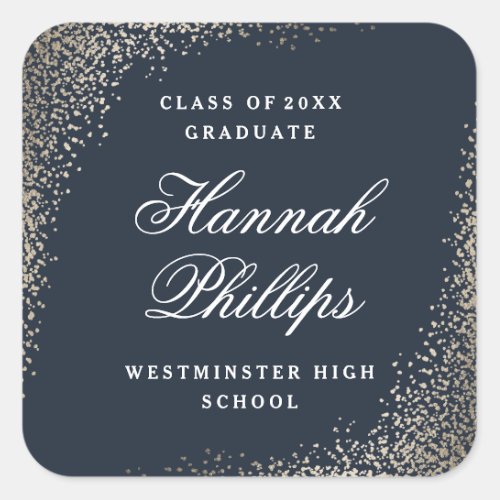 Elegant Gold Confetti Graduation Square Sticker