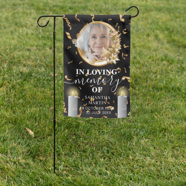 Elegant Gold Confetti Grave Memorial Garden Flag (In SItu)