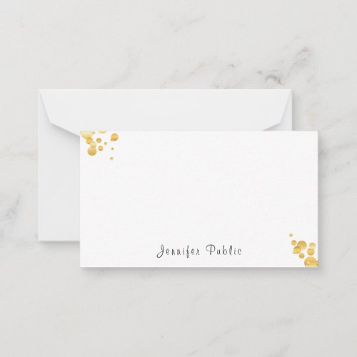 Elegant Gold Confetti Handwritten Monogrammed Note Card