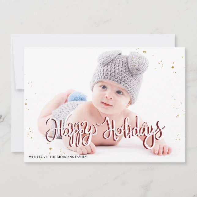 Elegant Gold Confetti Happy Holidays Photo (Front)
