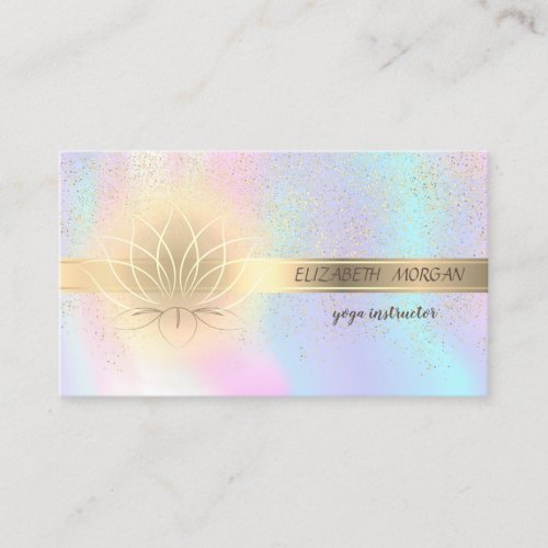 Elegant Gold ConfettiLotusHolographic Business Card