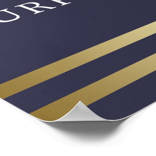 Elegant Gold Confetti &amp; Navy Blue Welcome Sign | Zazzle