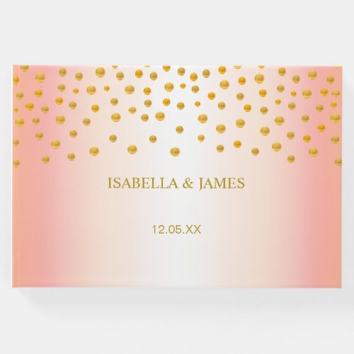 Elegant Gold Confetti on Rose Gold Guest Book