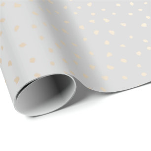 Elegant Gold Confetti on Silver Background Wrapping Paper