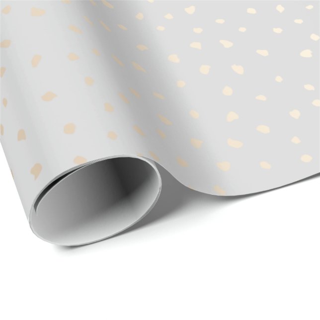 Elegant Gold Confetti on Silver Background Wrapping Paper (Roll Corner)