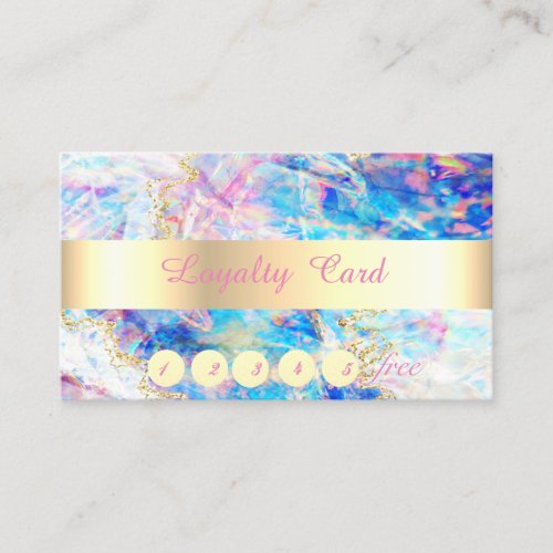 Elegant Gold ConfettiOpal Holographic  Loyalty Card