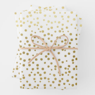 Elegant Gold Confetti Pattern Wedding Wrapping Paper Sheets