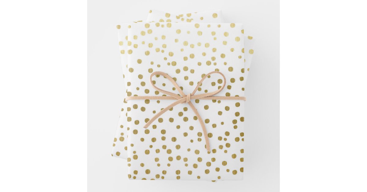 Elegant Gold Confetti Pattern Wedding Wrapping Paper Sheets