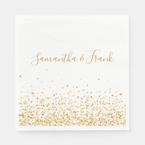 Elegant Gold Confetti Personalized  Napkins