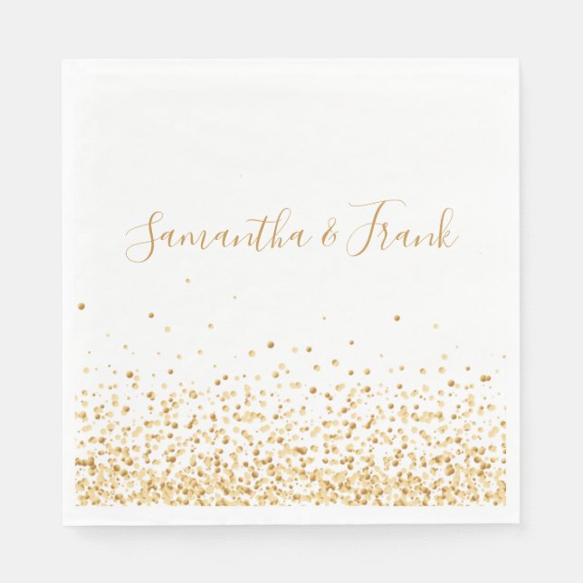 Elegant Gold Confetti Personalized  Napkins (Front)