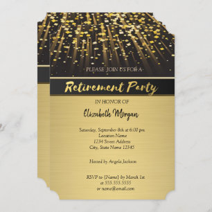 Elegant Gold Confetti Retirement Party Invitation