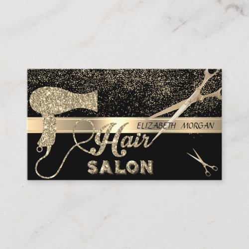 Elegant Gold ConfettiScissorsHairdryer Business Card