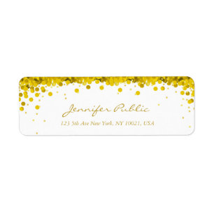 Elegant Gold Confetti Script Luxe Modern Plain Label