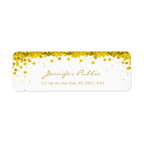 Elegant Gold Confetti Script Luxe Modern Plain Label