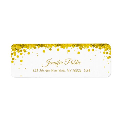 Elegant Gold Confetti Script Luxury Modern Plain Label