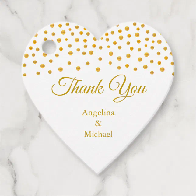 Elegant Gold Confetti Thank You Favor Tags | Zazzle