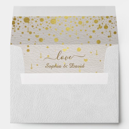 Elegant Gold Confetti Wedding Return Address  Envelope