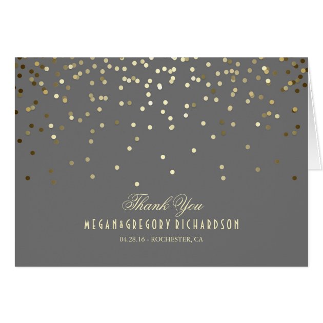 Elegant Gold Confetti Wedding Thank You Card