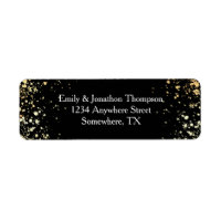 Elegant Gold Confetti White Return Address Black
