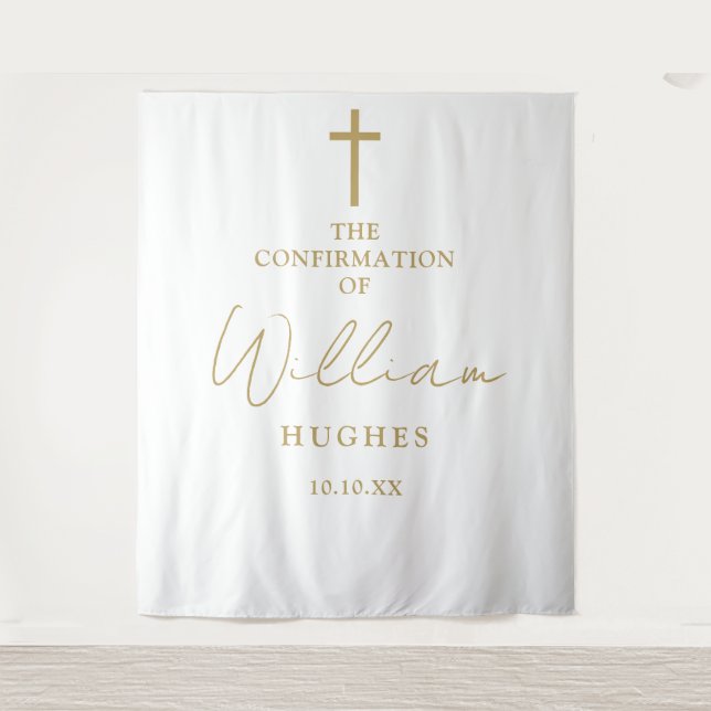 Elegant Gold Confirmation Photo Backdrop (Front)
