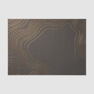 Elegant Gold Contour Waves Abstract Luxury Design Tissue Paper