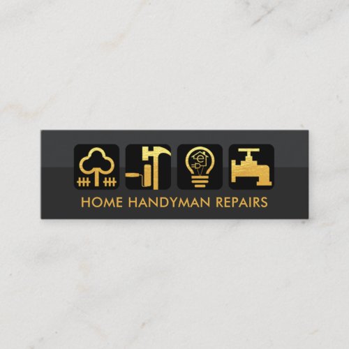 Elegant Gold Contractors Handyman Tools Mini Business Card