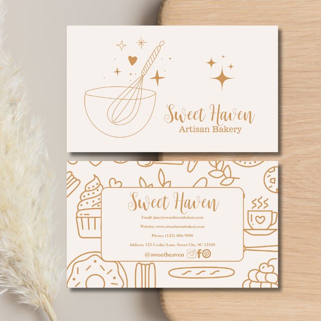 Elegant Gold Cooking Utensil Bakery Business Card (Creator Uploaded)