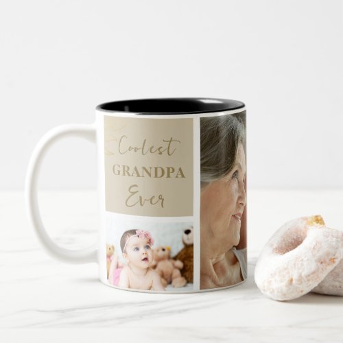 Elegant Gold Coolest Grandparents Ever Photo Two_Tone Coffee Mug
