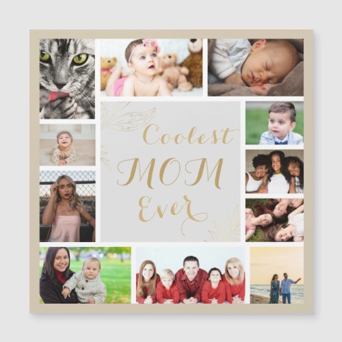 Elegant Gold Coolest Mom Ever Gold Photo Magnet