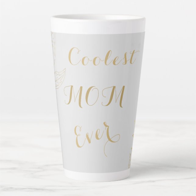 Elegant Gold Coolest Mom Ever Grey Latte Mug (Front)