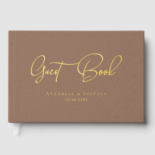 Elegant, Gold-Copper-Silver-Foil-Wedding Foil Guest Book