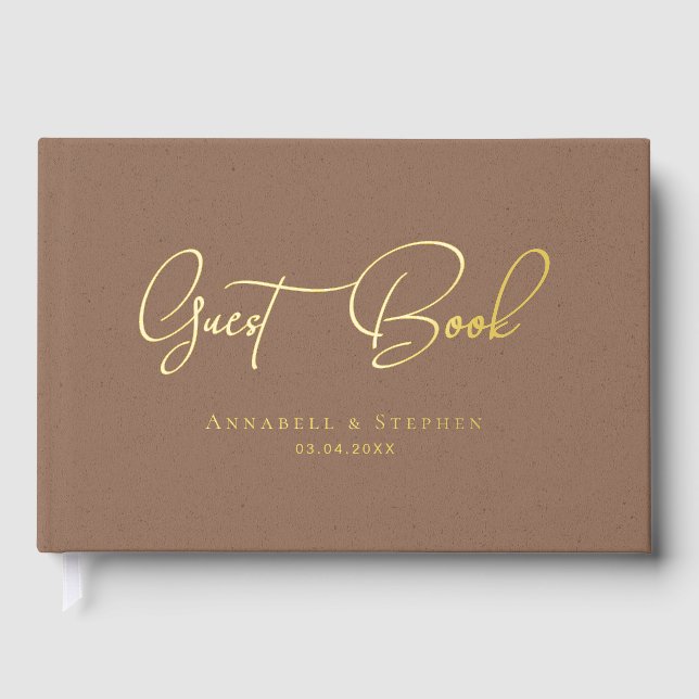 Elegant, Gold-Copper-Silver-Foil-Wedding Foil Guest Book (Front)