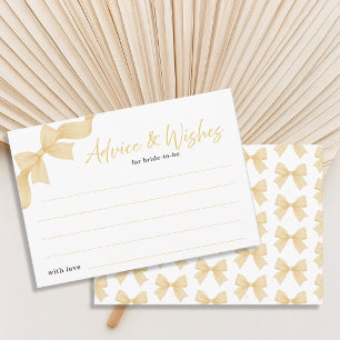 Elegant Gold Coquette Bow Advice and Wishes Card