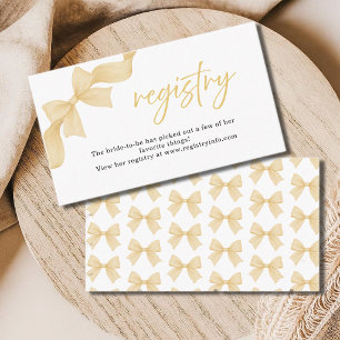 Elegant Gold Coquette Bow Registry Enclosure Card