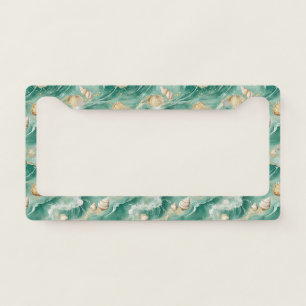 Elegant Gold Coral & Seashell Watercolor Art (2) License Plate Frame