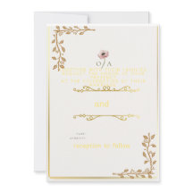 Elegant Gold Corner Wedding Invitation | Simple Fl