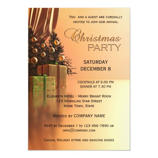 Elegant Gold Corporate Christmas Party Invitation | Zazzle.com