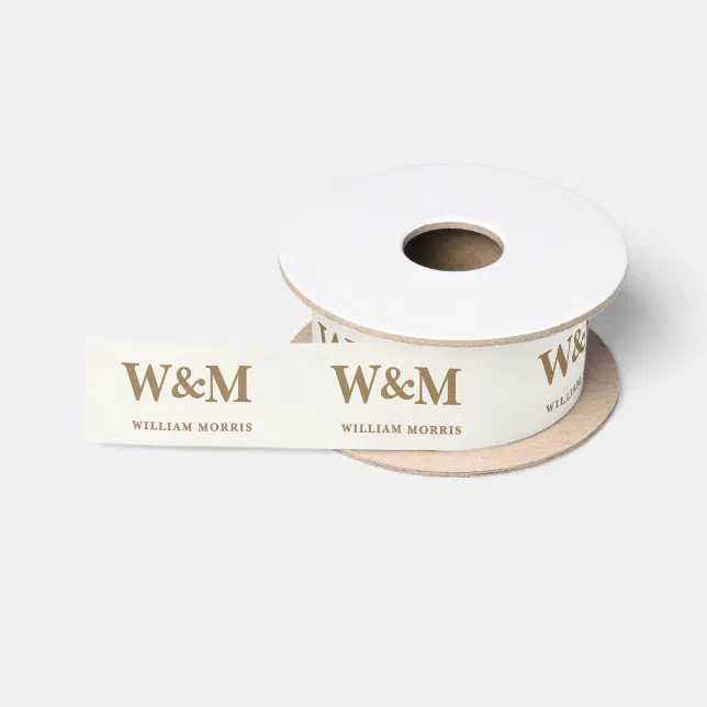 Elegant Gold Corporate Logo Business Brand Satin Ribbon | Zazzle