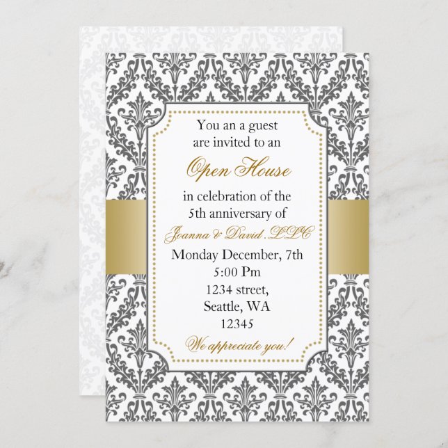 Elegant Gold Corporate party Invitation (Front/Back)