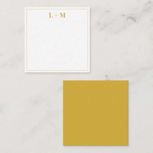 Elegant Gold Couple Monogram Minimalist Simple Note Card (Front/Back)