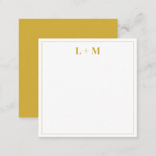 Elegant Gold Couple Monogram Minimalist Simple Note Card