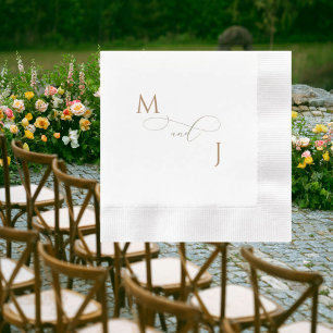 Elegant Gold Couple Script Initials Wedding Coined Napkins