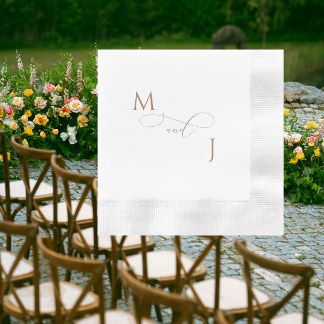 Elegant Gold Couple Script Initials Wedding Coined Napkins (Creator Uploaded)
